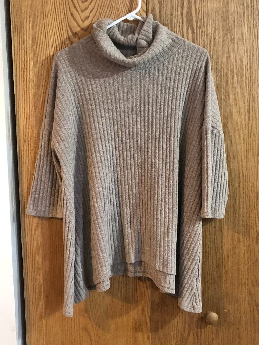 Sonoma Goods For Life XL Beige Cowl Neck Sweater Ribbed Oversized Tunic Capsule